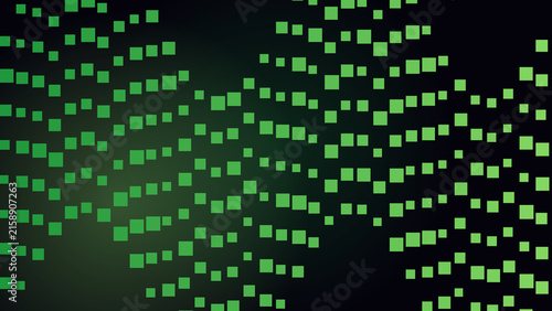 Konstfotografi Vivid green squares float across a dark backdrop, hinting at digital growth and