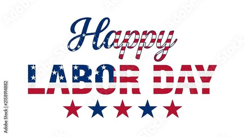 Animated Labor Day typography greeting card design with patriotic flag colors