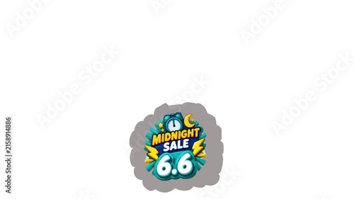 Vibrant midnight sale motion graphic featuring colorful promotional badges with 5.5, 6.6, 7.7, and 8.8 values. Perfect for online shopping campaigns, late-night promotions, e-commerce advertising