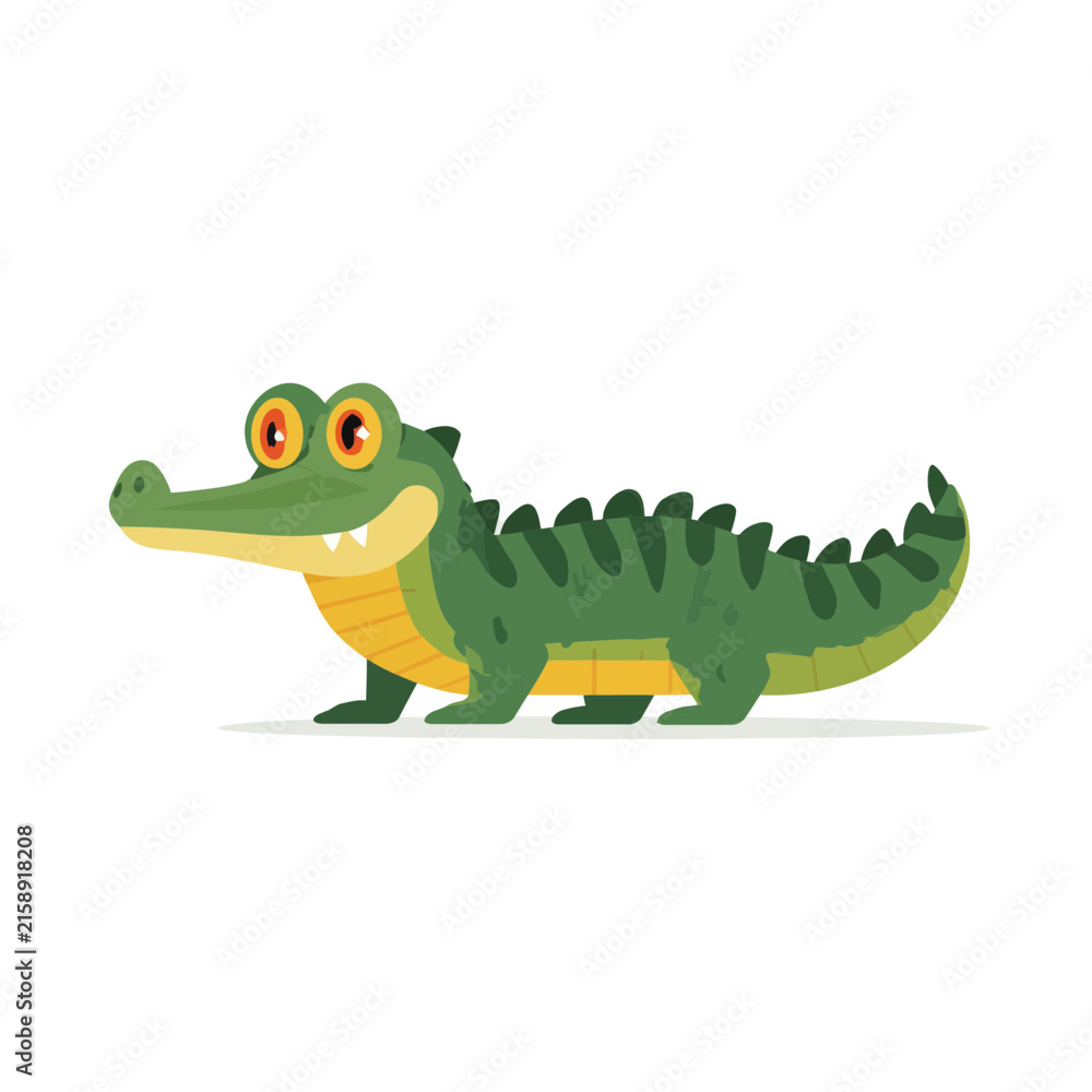 Obraz premium Cute Cartoon Alligator Illustration on Transparent Background