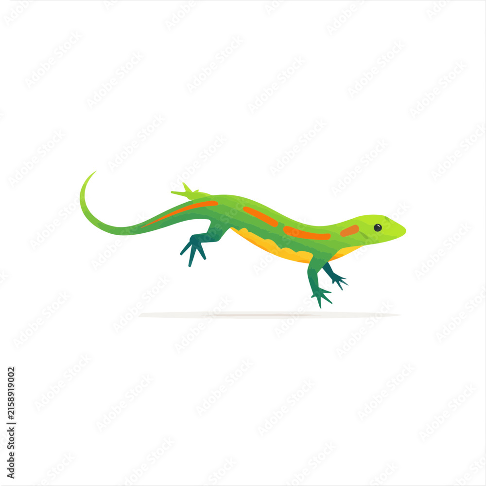 Fototapeta premium Green lizard vector icon isolated on transparent background