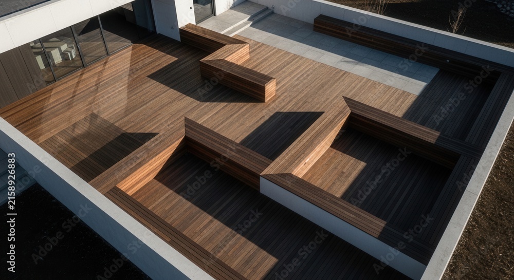 Fototapeta premium Modern Wooden Deck And Outdoor Seating Design Ideas