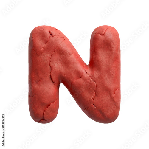 plasticine letter N - Capital 3d playdough font - suitable for modelling, stop-Motion Animation or sculpting related subjects