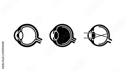 Human Eye Anatomy and Vision Optics Diagram Icons