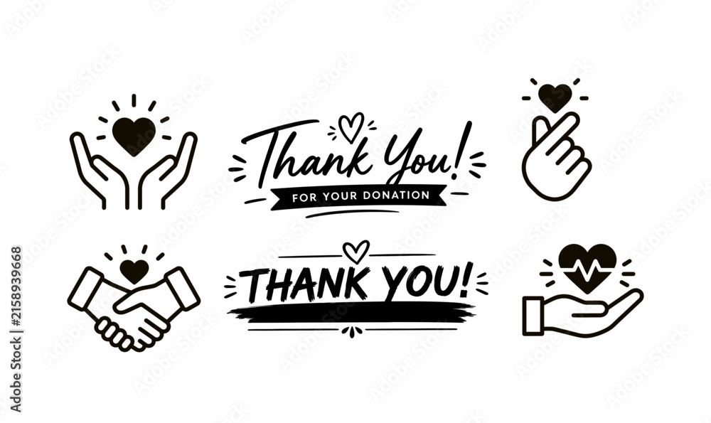 Obraz premium Thank You Hand Lettering Vector Design with Heart Element
