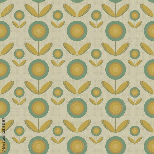 Mid Century Modern Floral Pattern with Mustard Flower