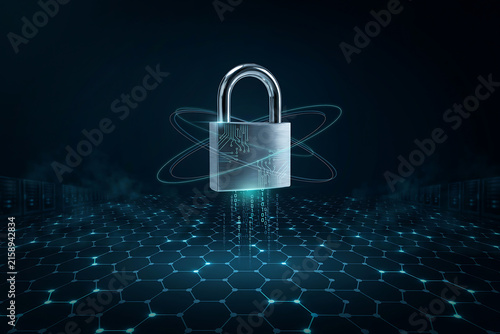 Digital padlock representing cyber security and data protection