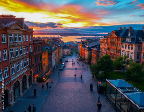 city at sunset