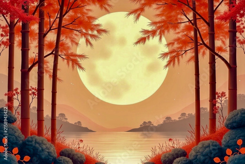 sunset in the forest