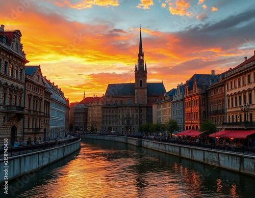 sunset in amsterdam 