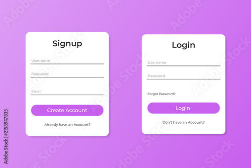 Login page template for your design, website user interface concept. 