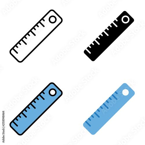 Vector ruler icon set for back to school measurement, math, and geometry education illustration.