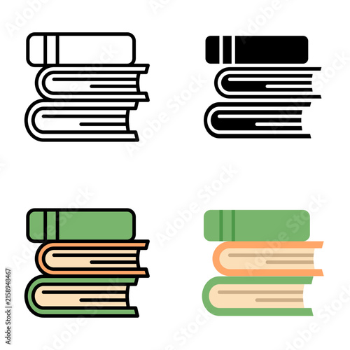 Back to school book stack vector icon set for education, library, reading, and learning illustration.
