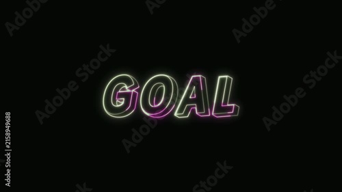  Goal Neon Text Seamless Loop 4K with Black Background Animated Promotional Typography for Video Editing