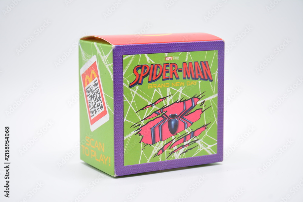 Fototapeta premium Mcdonalds spider man brand new day happy meal toy box in Manila, Philippines