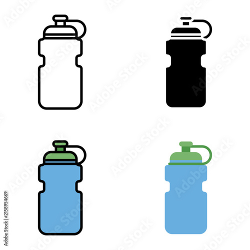 Back to school water bottle vector icon set featuring sport flask illustrations for hydration, gym, and fitness graphic design.