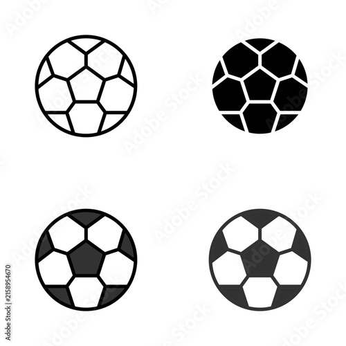 Set of soccer ball vector icons for back to school sports activities and athletic football game illustrations.