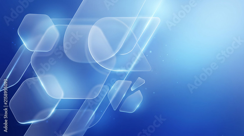 Futuristic Blue Technology Background with Transparent Hexagonal Shapes