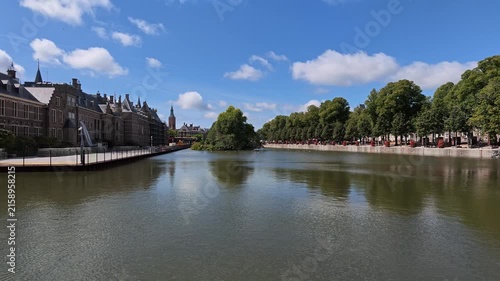 Left Pan Shot of Hofvijver Pond and Government Quarter