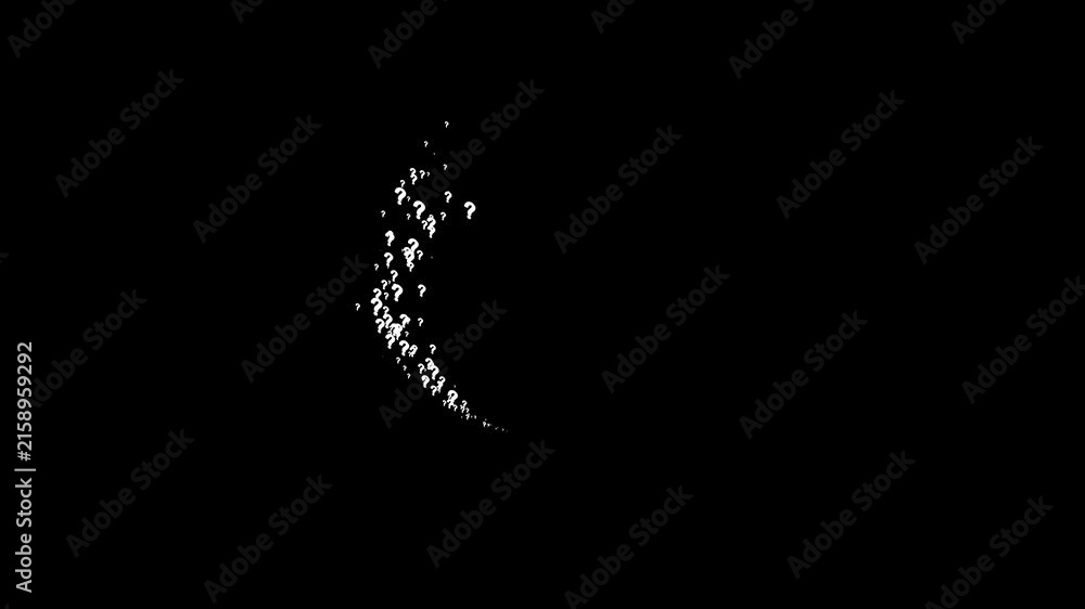 Pop up white question mark animation on black screen, flat and 3d ...