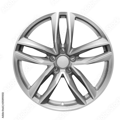 Car wheel , alloy wheel side view isolated on a white background.