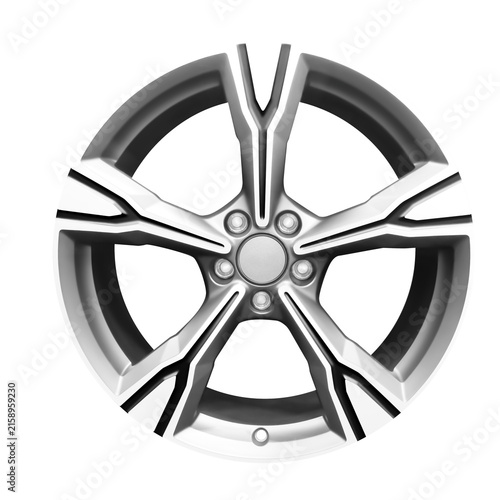Car wheel , alloy wheel side view isolated on a white background.