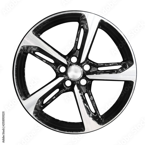 Car wheel , alloy wheel side view isolated on a white background.