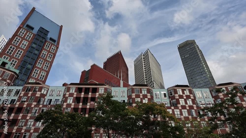 Left Pan Shot of Modern High Rise Office Buildings