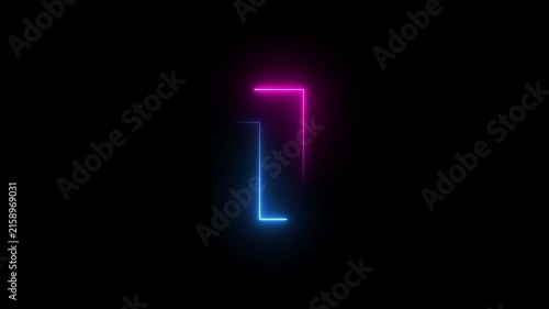 Neon bright glowing countdown timer from 5 to 0 seconds.Neon bright glowing countdown timer 4k on transparent.
