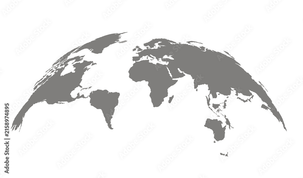 Fototapeta premium Grey World Map Globe Silhouette on white Background