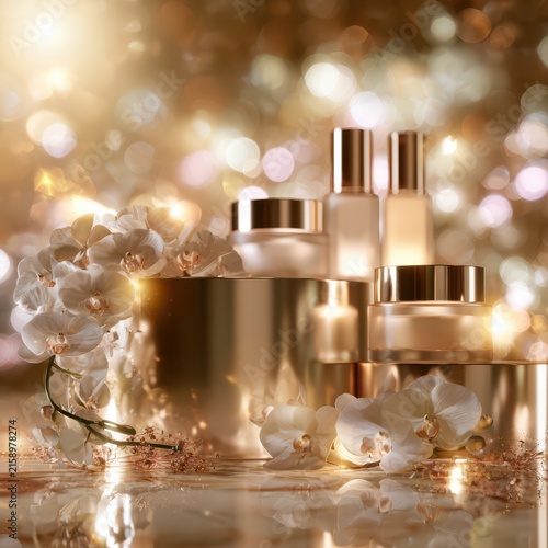 Christmas Candle Background with Golden Decorations, Snowflakes, Festive Lights and Elegant Holiday Celebration Atmosphere for Christmas and New Year Concepts