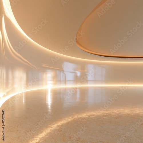 Modern Hotel Interior with Futuristic Underground Corridor, Glass Architecture, Urban Metro Station and Dramatic Night Lighting for Travel and Transportation Background