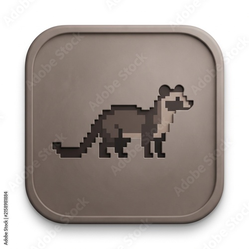 Premium 3D Matte Clay Pixel Civet Icon on Rounded Square Button