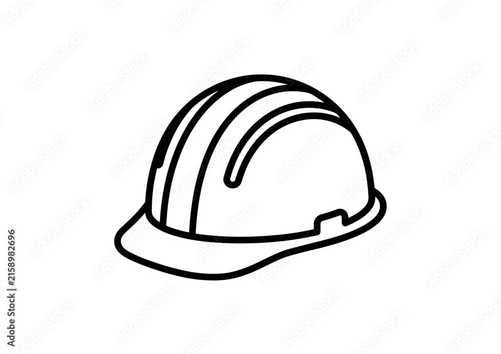 Fototapeta premium Simple line art illustration of a construction safety hard hat.