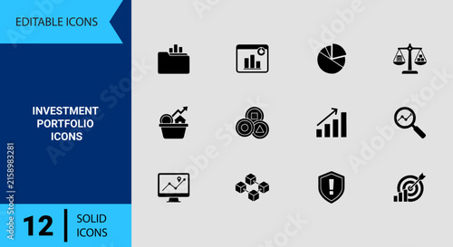 Investment Portfolio Management Icons Solid Set For Asset Allocation Asset Wealth Growth Strategy Graphic