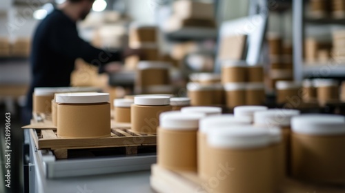 Production line with packaged goods