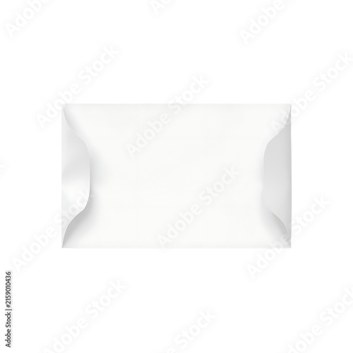 Blank white rectangular paper envelope mockup isolated against solid plain background surface for branding design with positioned centrally with side flaps positioned