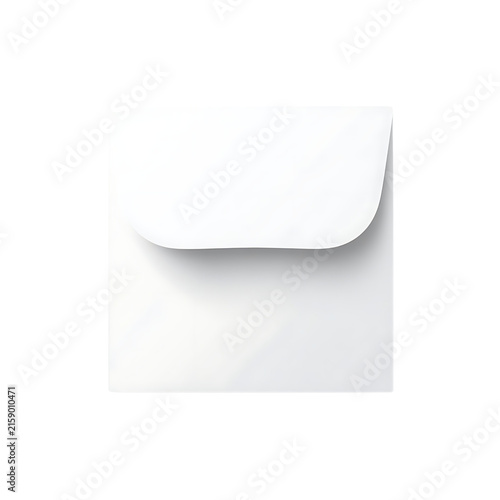 Blank square white paper envelope mockup isolated against plain background for professional stationery design projects with background studio setting