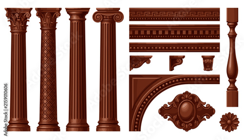 фотографія Classical Architectural Element Kit with Wooden Columns, Pillars, Moldings, Balu