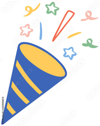 trumpet hand drawing confetti colorful new year birthday decoration card