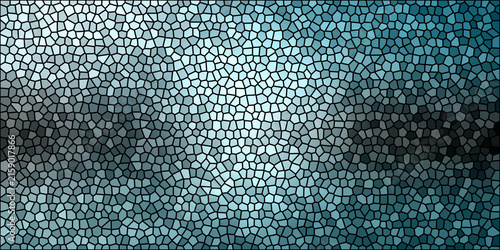 Фотография Abstract geometric mosaic pattern with cool blue gradient light effects