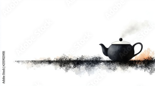 Elegant Black Teapot with Smoke on Minimalist Background for Culinary and Home Decor Concepts