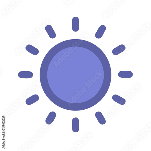 Minimalistic sun icon in purple color on white background
