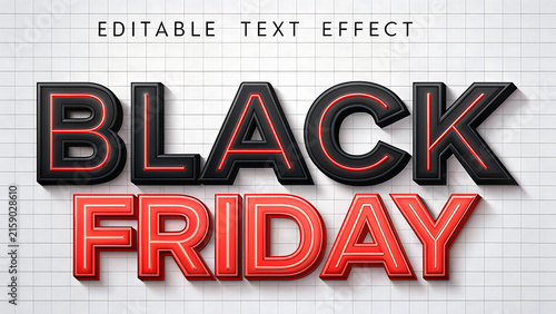 Black Friday 3D Editable Text Effect Template with Red Neon Glow on Light Background