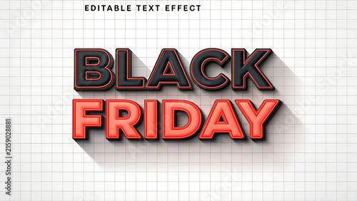 Black Friday 3D Editable Text Effect Template with Red Neon Glow on Light Background