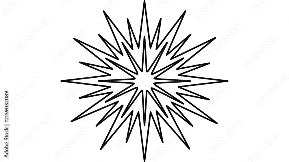 Fototapeta premium Minimalist geometric star burst vector icon.