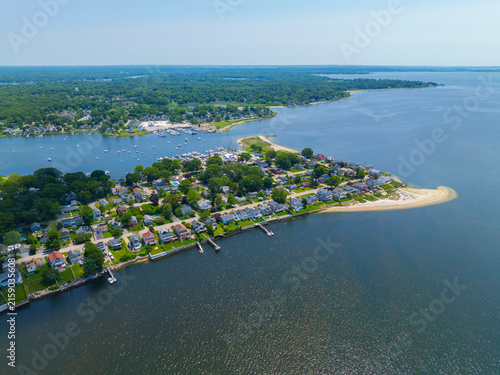Bullock Point aerial view in summer between Providence River and Bullock Cove at Riverside, city of East Providence, Rhode Island RI, USA. 