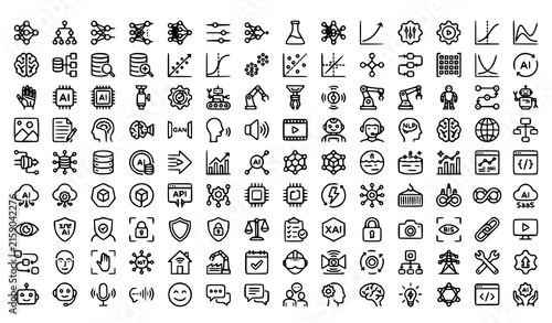 Advanced Artificial Intelligence Digital Technology Web Icon Collection