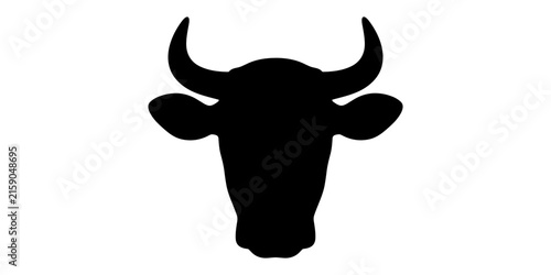 Bild auf Leinwand Black silhouette of a cow head with horns isolated on a white background, bull a