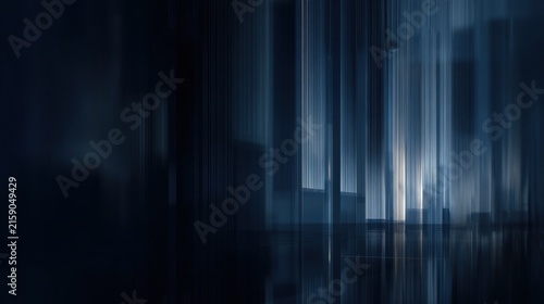Premium financial services branding background, deep navy glass and polished graphite surfaces with subtle vertical reflections, elegant luminous